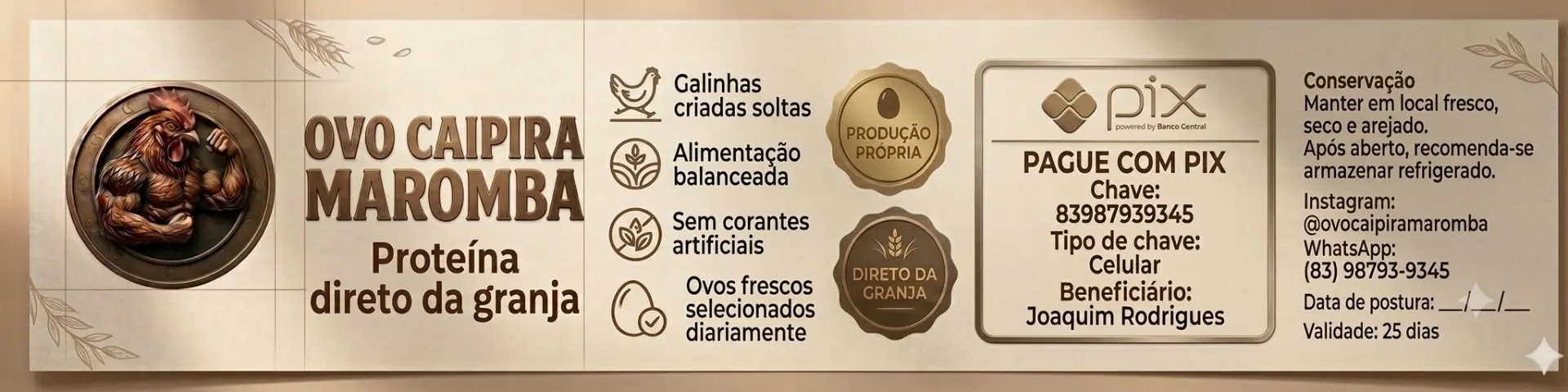 Rótulo oficial Ovo Caipira Maromba
